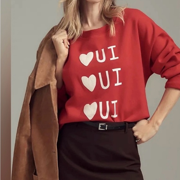 Maeve Tops - Anthropologie x Rebecca Mayfield Maeve Sweatshirt Oui Oui Oui NWT